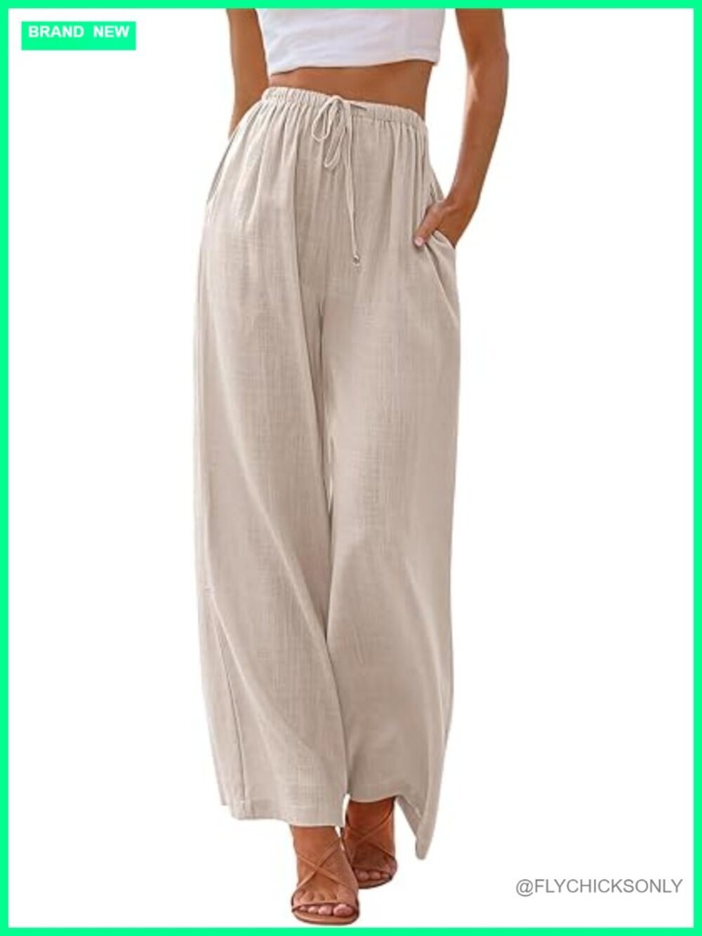 Linen Palazzo Pants with Pockets - Summer Wide Leg